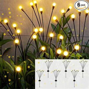 Solar Outdoor Lights, 6 Pack Firefly Solar Garden Lights for Outside, Garden